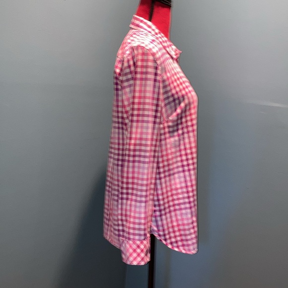 Talbots Red Plaid Cotton Button Down Top Size Medium - Picture 5 of 13